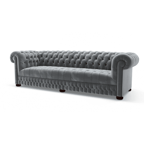 Belgravia 4 Seater Sofa Amalfi Storm Chrome Studs 