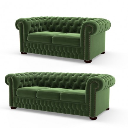 Chesterfield 2 and 3 Seater Sofa in Amalfi Forest Green