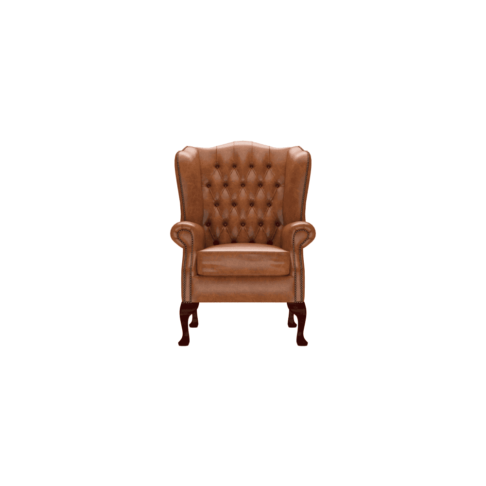 Classic Chair Old English Saddle Dark Oak Finish Speckled Gold Studs