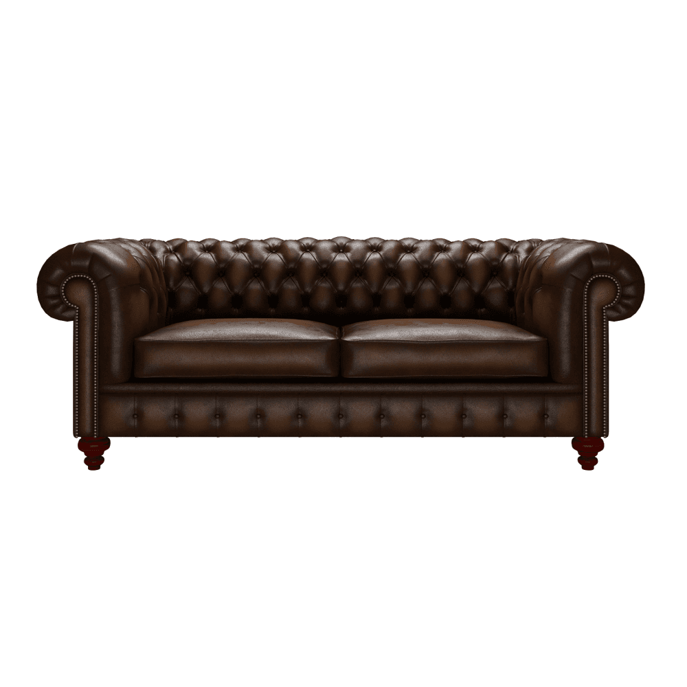 Regent 3 Seater Sofa Antique Autumn Tan Renaissance Studs 