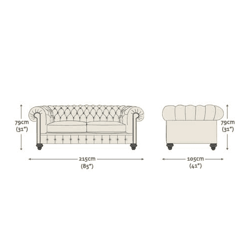 Regent 3 Seater Sofa Antique Autumn Tan Renaissance Studs 